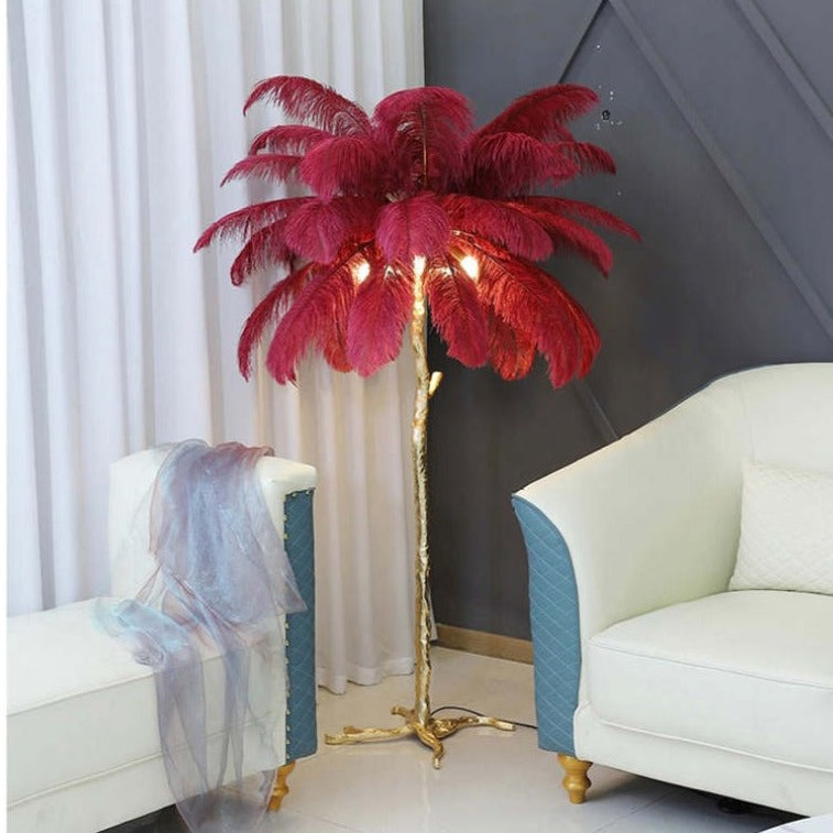 Nordic Luxury Ostrich Feather Floor and Table Lamp – Customizable Colors for Living Room and Bedroom, LED Bulb Included 7