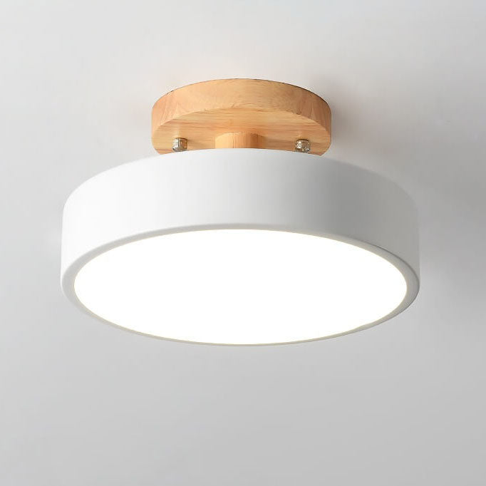 Nordic Round LED Flush Mount Ceiling Light Fixture with Adjustable Color Temperature – Modern Wood Design for Living Room, Hallway, Bedroom 14