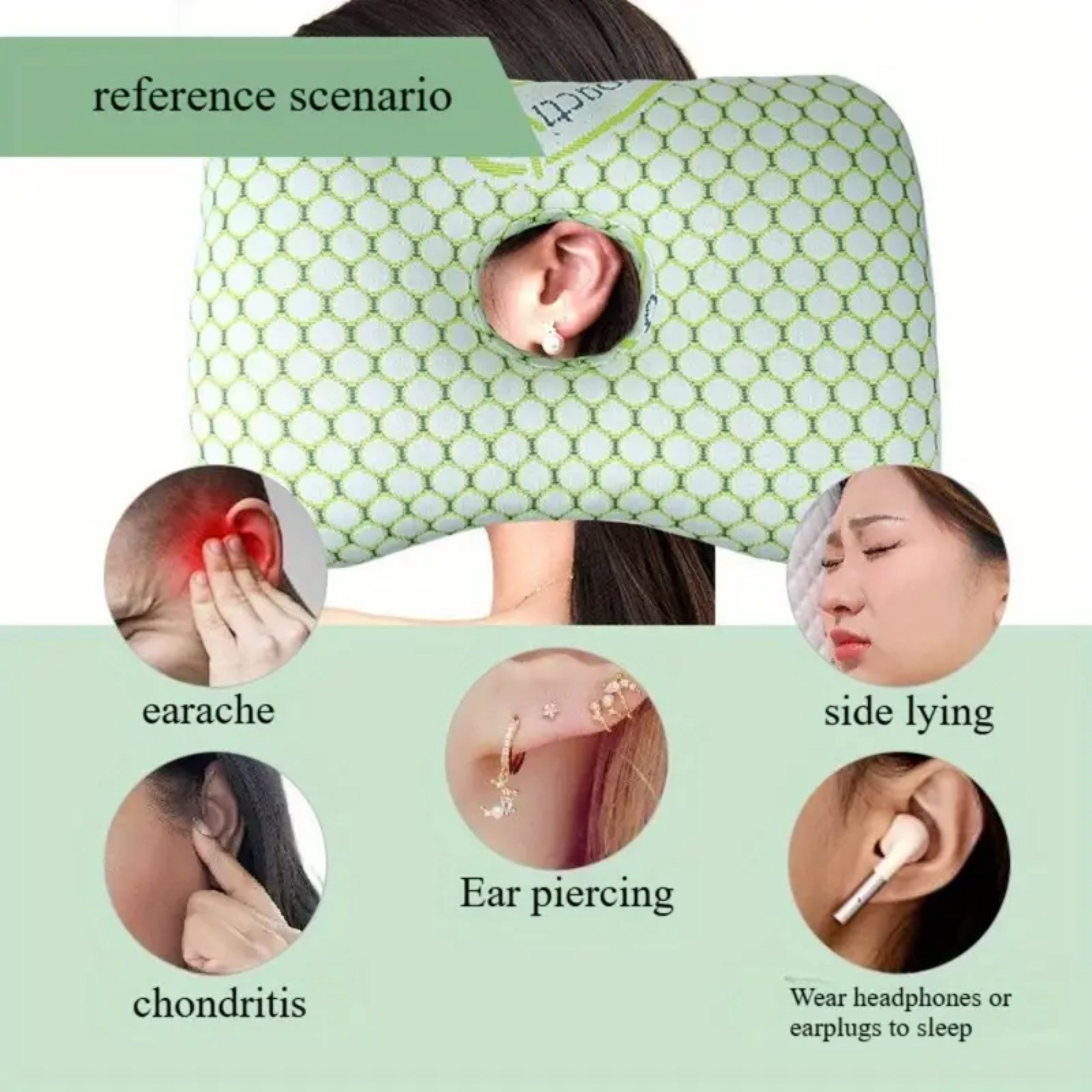 O-Shaped Ear Pillow for Side Sleepers – Soft Cotton Design with Unique Ear Hole for Comfort and Pressure Relief 3