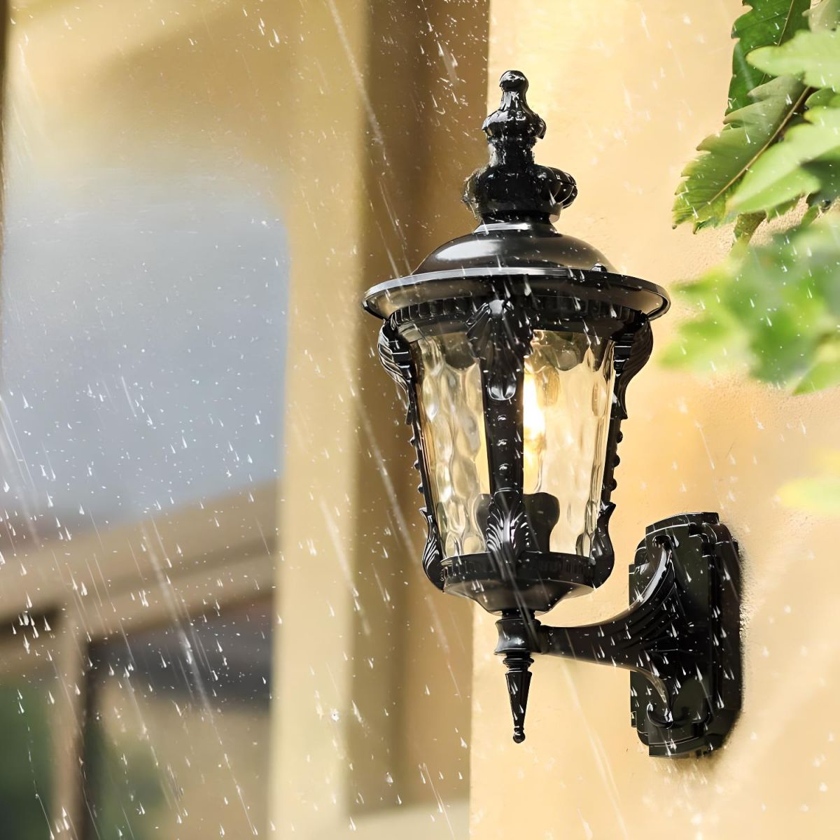 Outdoor Vintage Glass Wall Light Lantern β Elegant Aluminum and Glass Sconce for Patios and Gardens