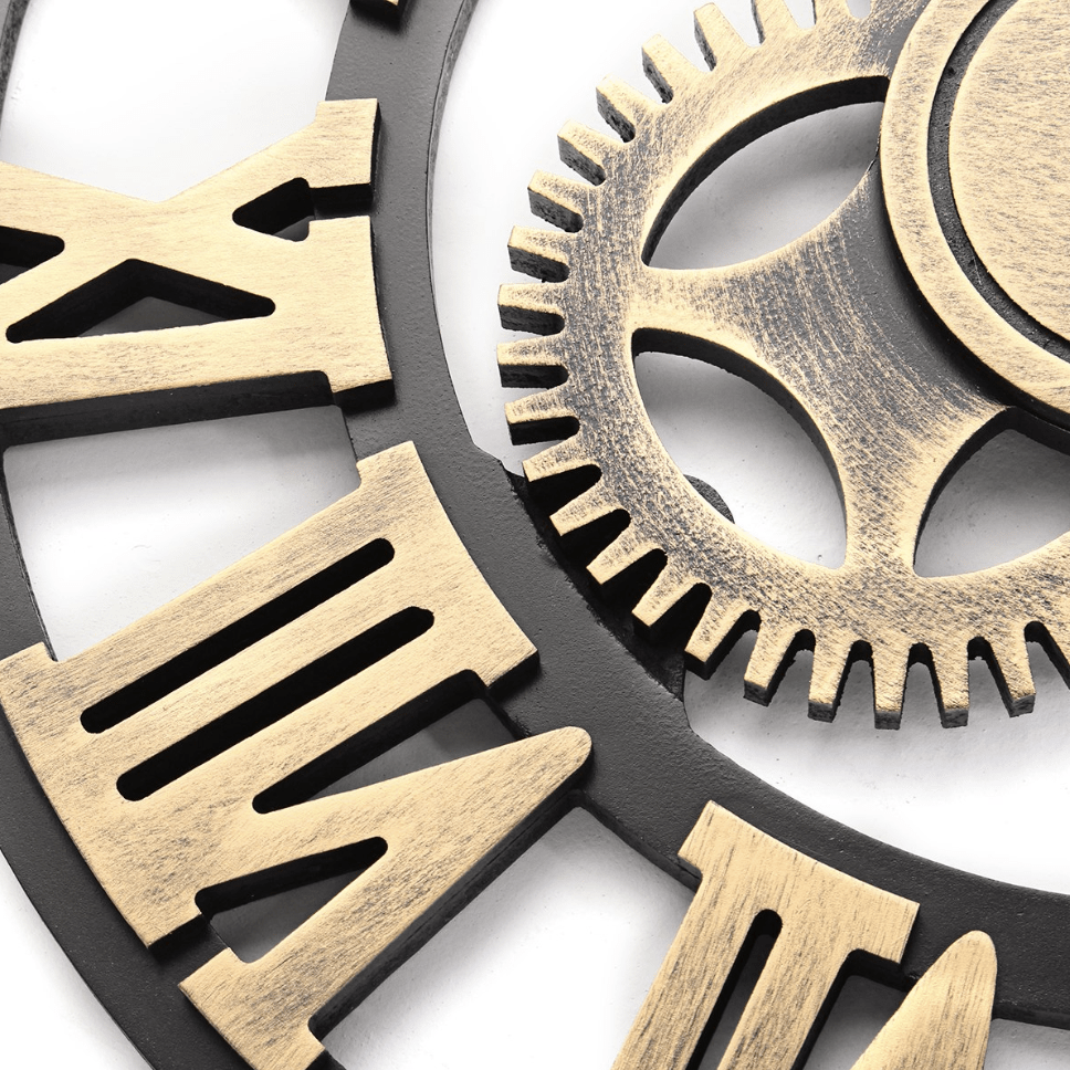 Oversized Industrial Wall Clock Decor with Gear Design β Rustic Iron Frame, 80cm Diameter 1