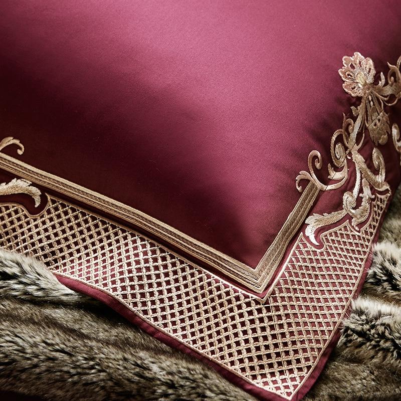 Passion Flame Jacquard Pillowcase Set of 2 – Standard Pillow Size, Red with Golden Embroidery, Durable Jacquard Fabric 2