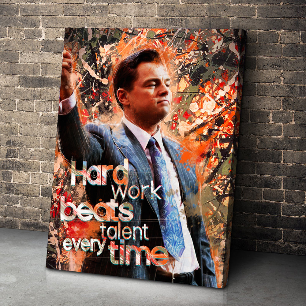 Premium Canvas Wall Art - Hard Work Beats Talent - Ready to Hang Motivational Canvas Print for Home or Office Décor 5