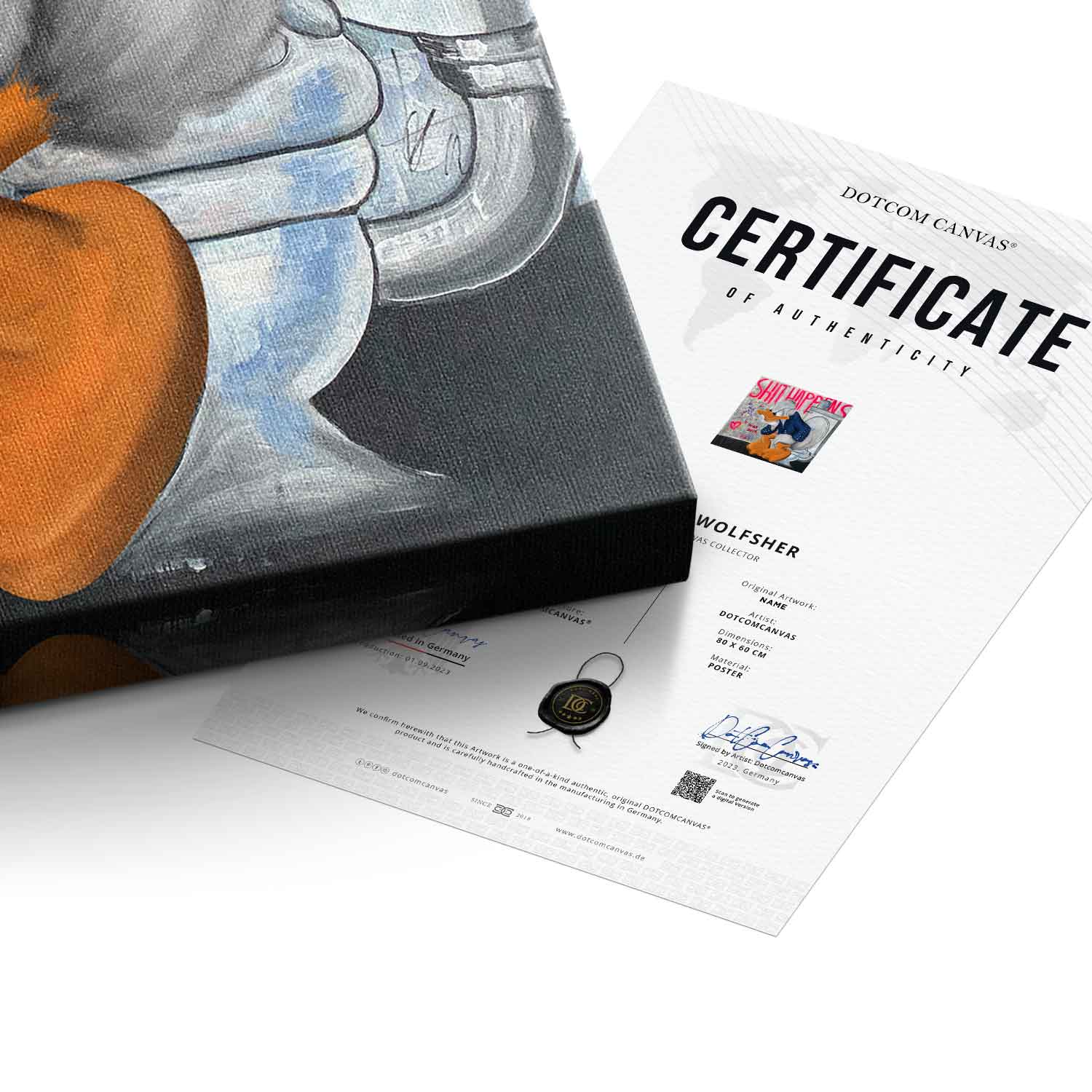 Premium Canvas Wall Art - 'Shit Happens' by Sabrina Seck, Eco-Friendly Handmade Canvas Prints, Ready to Hang, Vibrant Colors 5