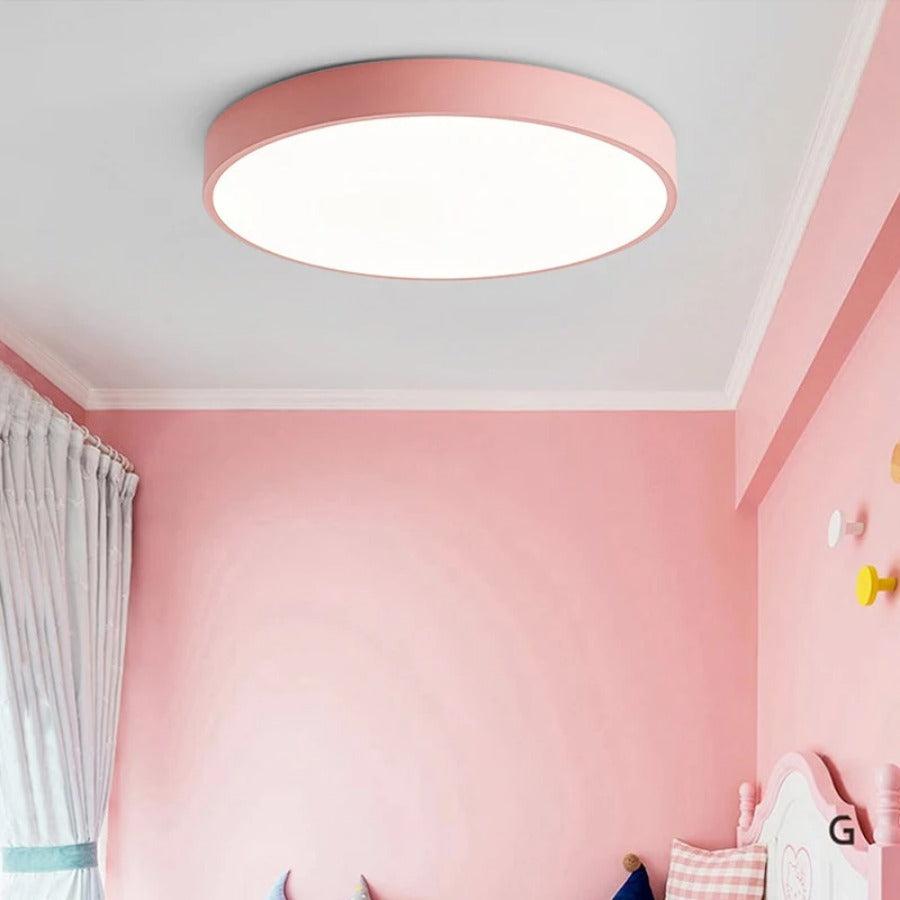Scandinavian Ceiling Light – Round Wooden Design – Macaron Style – Warm Light