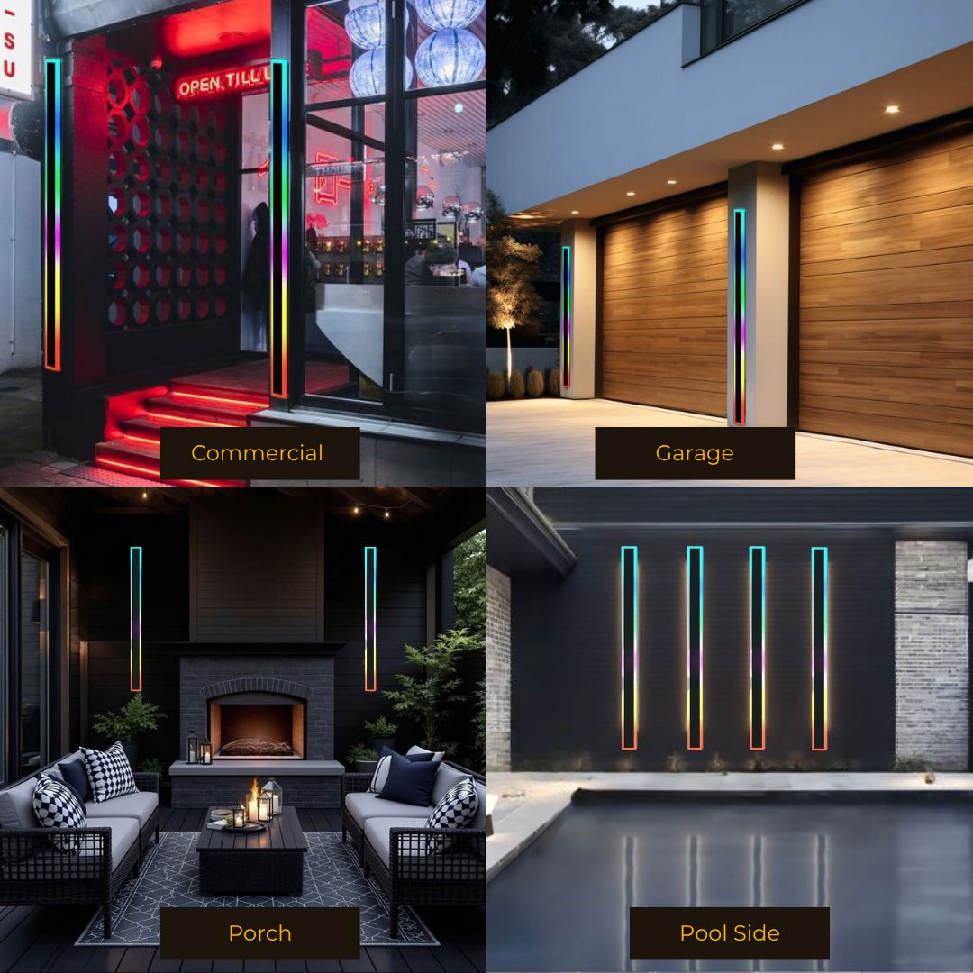 RGB Outdoor Wall Lights with Remote Control – Waterproof Slim Design for Indoor and Outdoor Use, 358 Light Effects 2