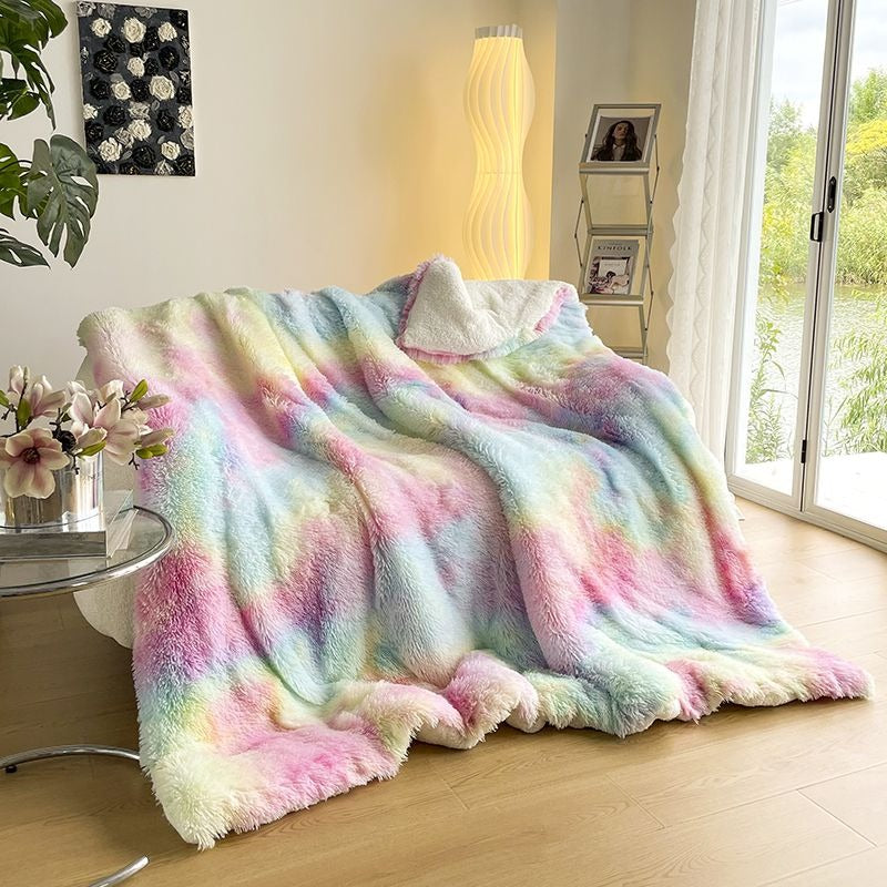 Rainbow Faux Velvet Blanket – Plush Bed Throw for Ultimate Comfort and Warmth, Washable, Anti-Mould, Multiple Sizes Available 0