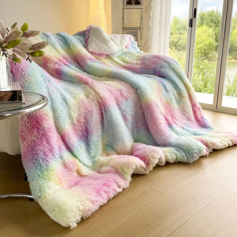 Rainbow Faux Velvet Blanket – Plush Bed Throw for Ultimate Comfort and Warmth, Washable, Anti-Mould, Multiple Sizes Available 1