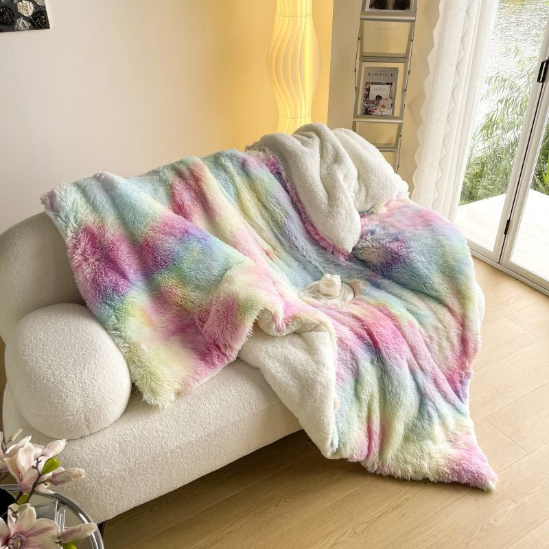 Rainbow Faux Velvet Blanket – Plush Bed Throw for Ultimate Comfort and Warmth, Washable, Anti-Mould, Multiple Sizes Available 5