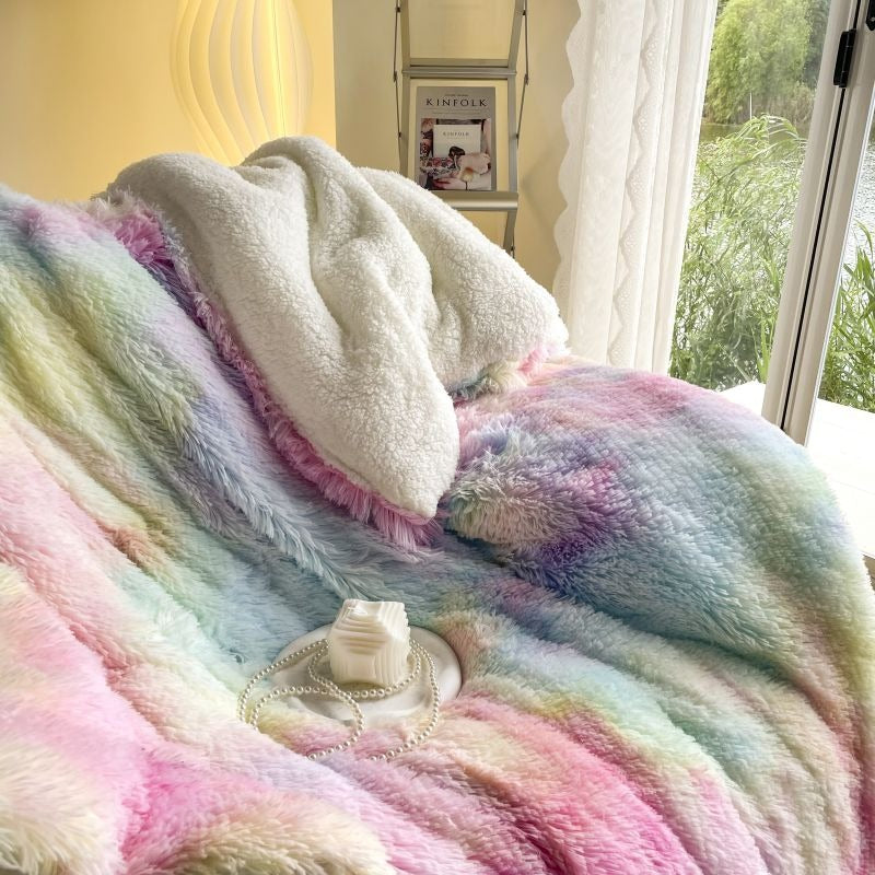 Rainbow Faux Velvet Blanket – Plush Bed Throw for Ultimate Comfort and Warmth, Washable, Anti-Mould, Multiple Sizes Available 6