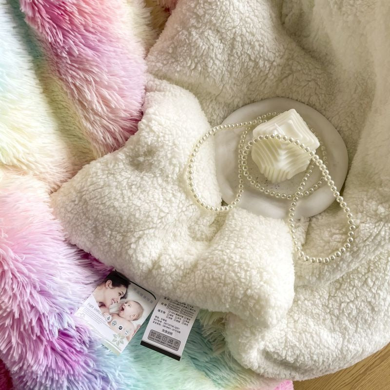 Rainbow Faux Velvet Blanket – Plush Bed Throw for Ultimate Comfort and Warmth, Washable, Anti-Mould, Multiple Sizes Available 7