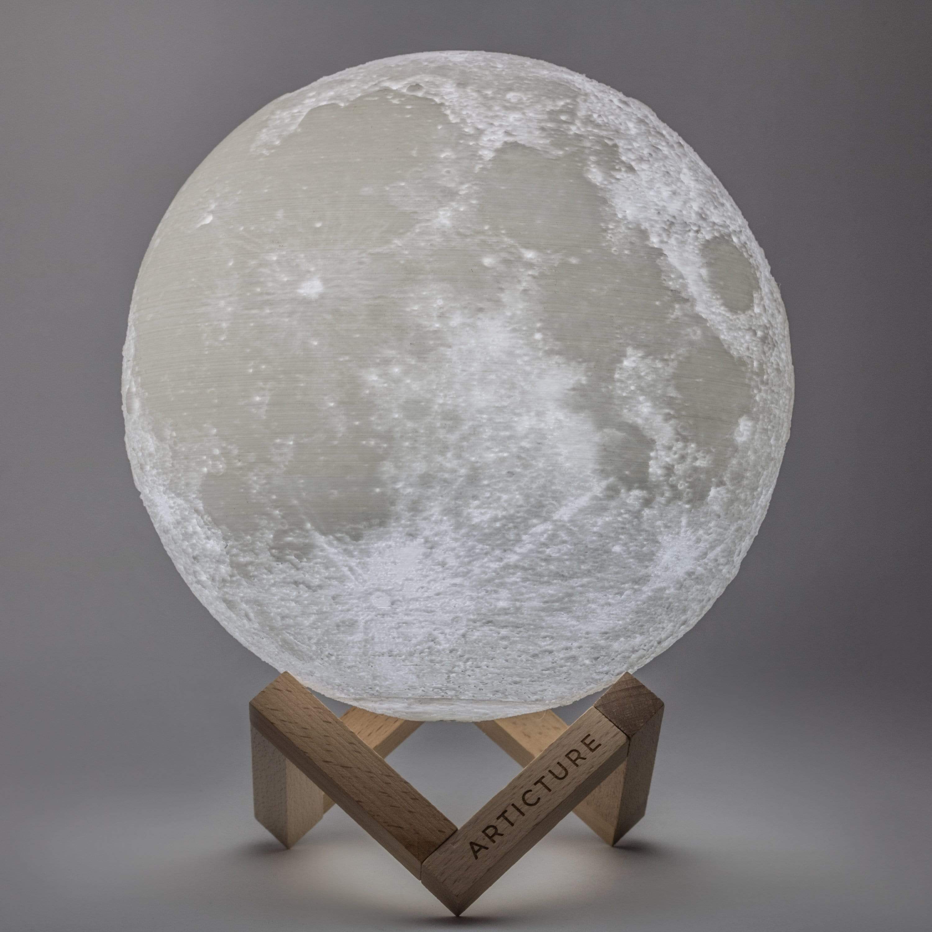 Rechargeable 3D Moon Night Light with Wooden Base – Portable LED Lamp in Two Sizes with Six Color Options 9