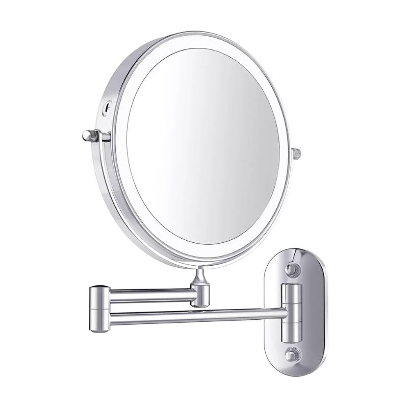 Rechargeable LED Magnifying Makeup Mirror with Adjustable Magnification – Chrome Silver Vanity Mirror with Lights 0