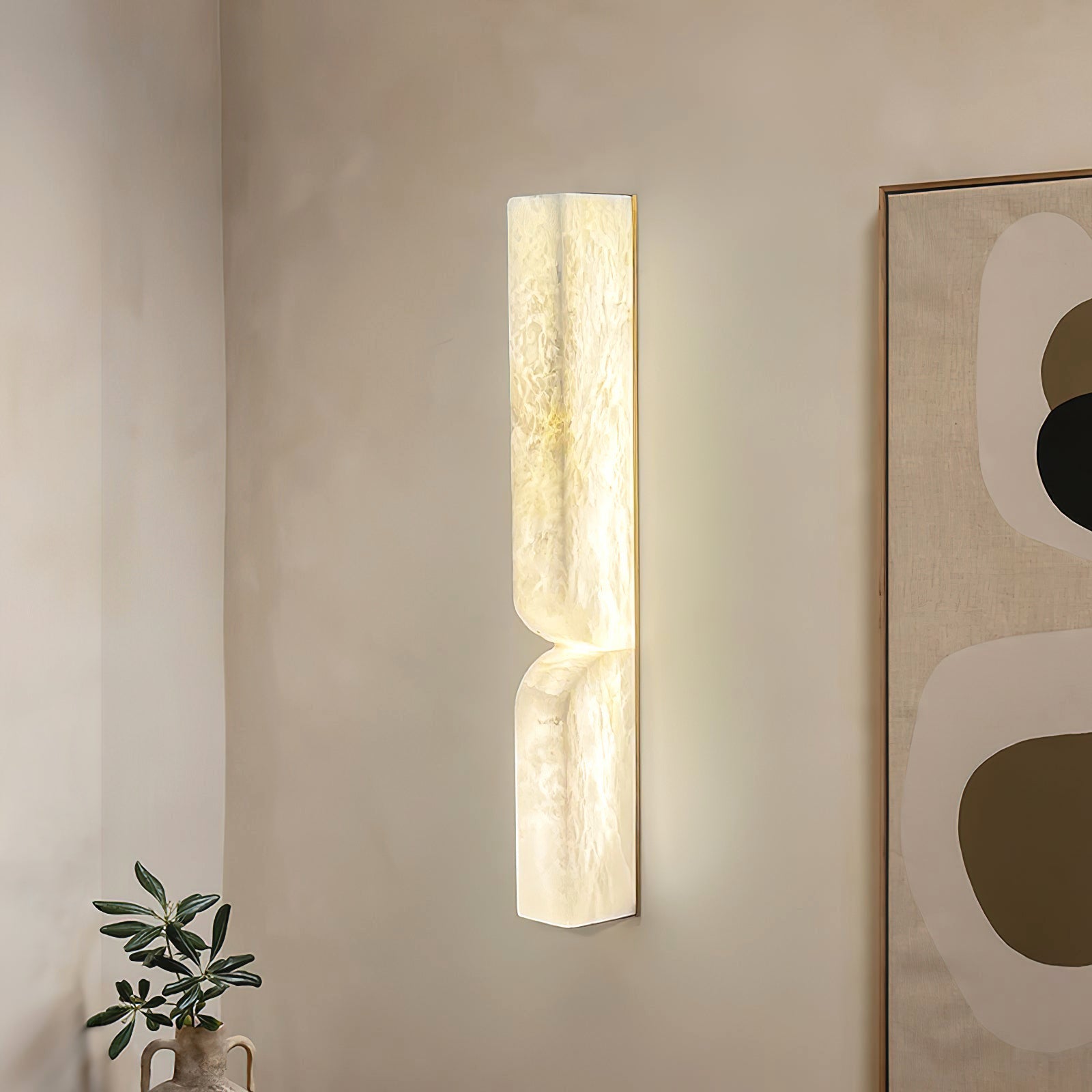 Rectangular Alabaster Wall Sconce with Integrated LED Lighting – Elegant Wall Lamp for Hallways and Living Rooms 4