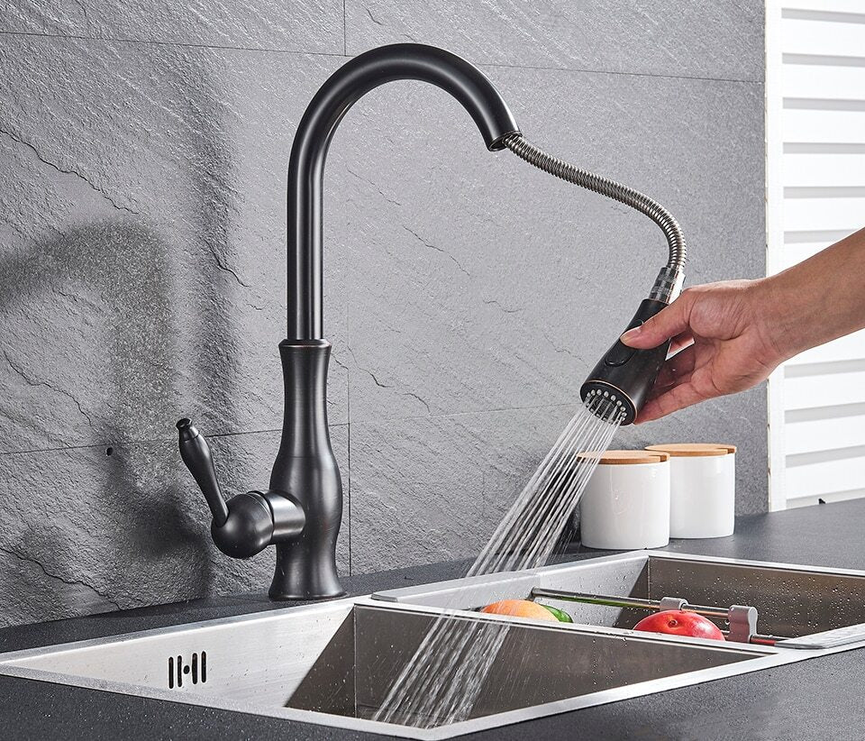 Retractable Kitchen Faucet with Pull-Out Spray Head – Modern Design, Corrosion-Resistant, Single-Lever Handle 2