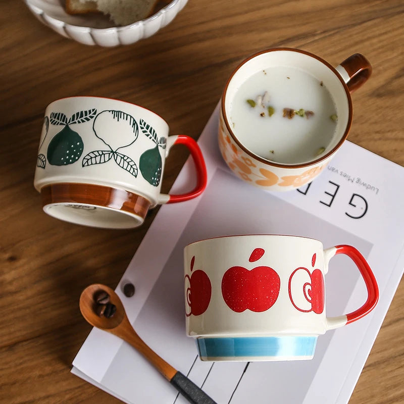 Retro Ceramic Coffee Mug Set – 300ml Capacity with Unique 1950s Patterns – Dishwasher and Microwave Safe 2