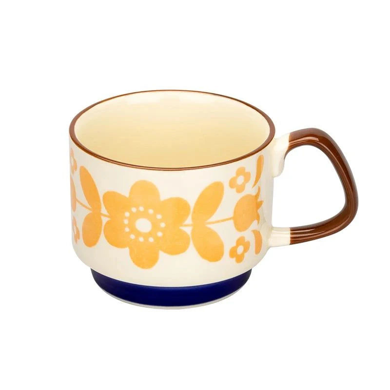 Retro Ceramic Coffee Mug Set – 300ml Capacity with Unique 1950s Patterns – Dishwasher and Microwave Safe 7