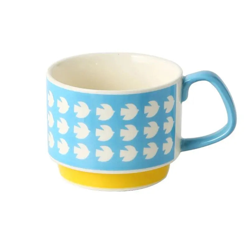 Retro Ceramic Coffee Mug Set – 300ml Capacity with Unique 1950s Patterns – Dishwasher and Microwave Safe 8