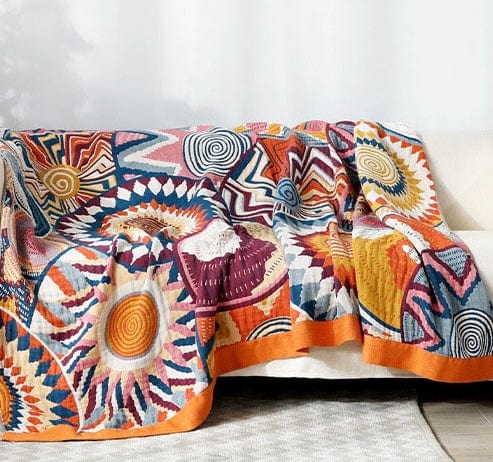Reversible Bohemian Cotton Throw Blanket with Geometric Patterns – Soft, Lightweight, and Breathable for Home Decor 2