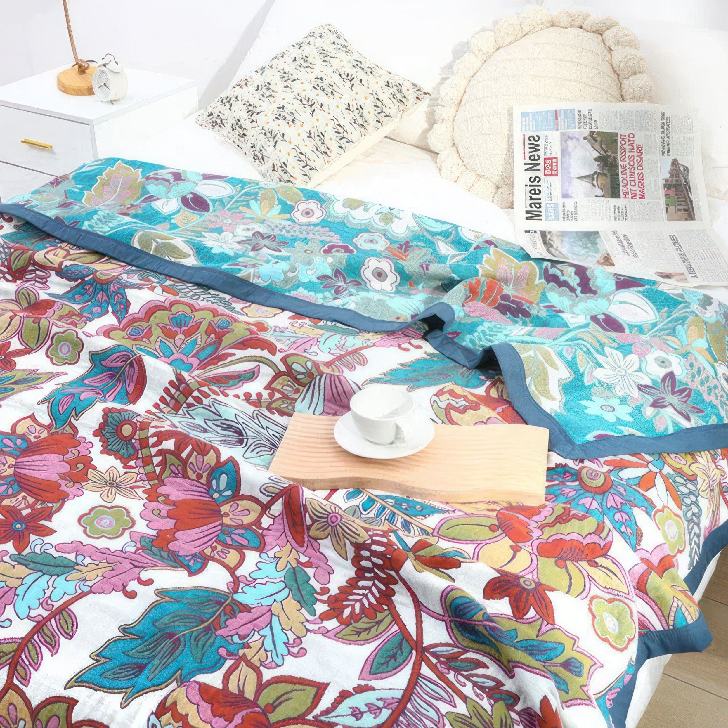 Reversible Floral Cotton Blanket – Soft and Breathable Throw for Home Decor, Lightweight and Machine Washable 1