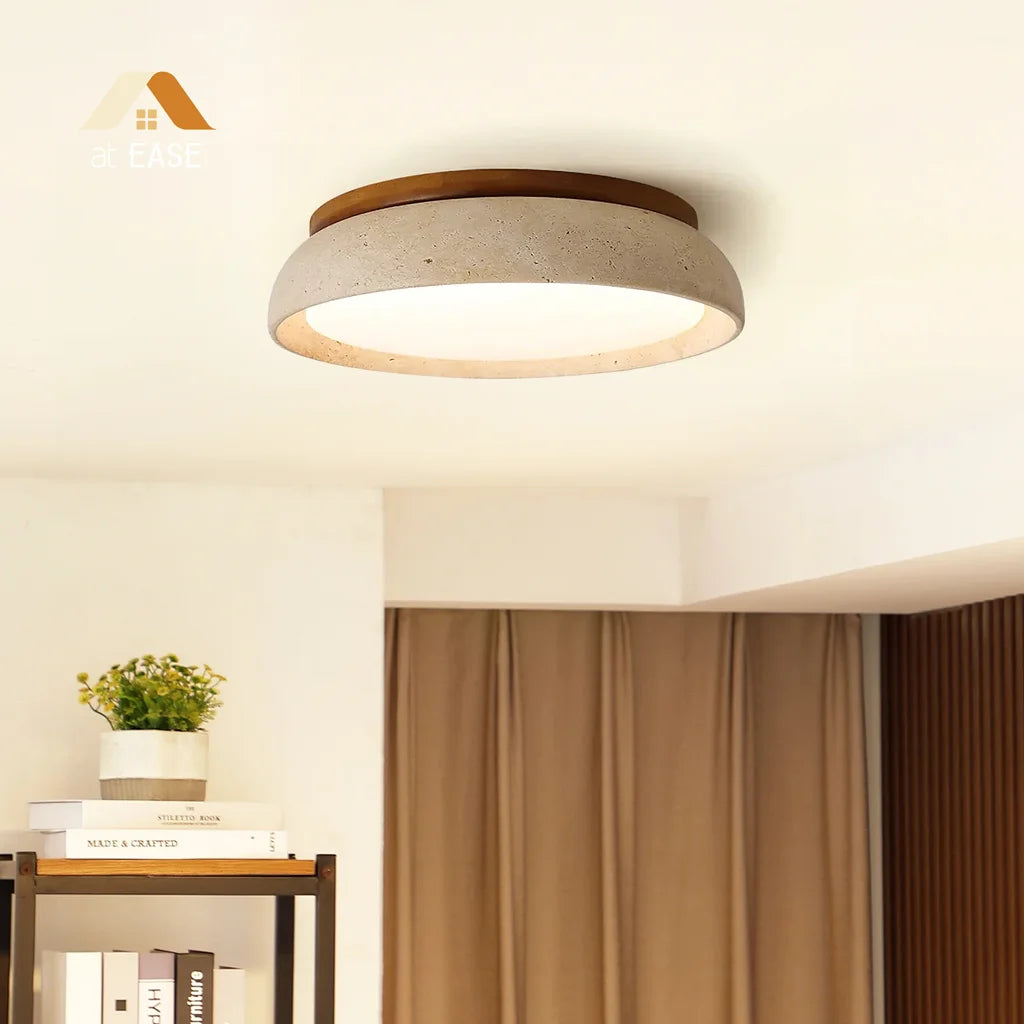 Round Travertine Ceiling Light Fixture β Elegant Flush Mount LED Ceiling Light for Modern and Traditional Spaces 1