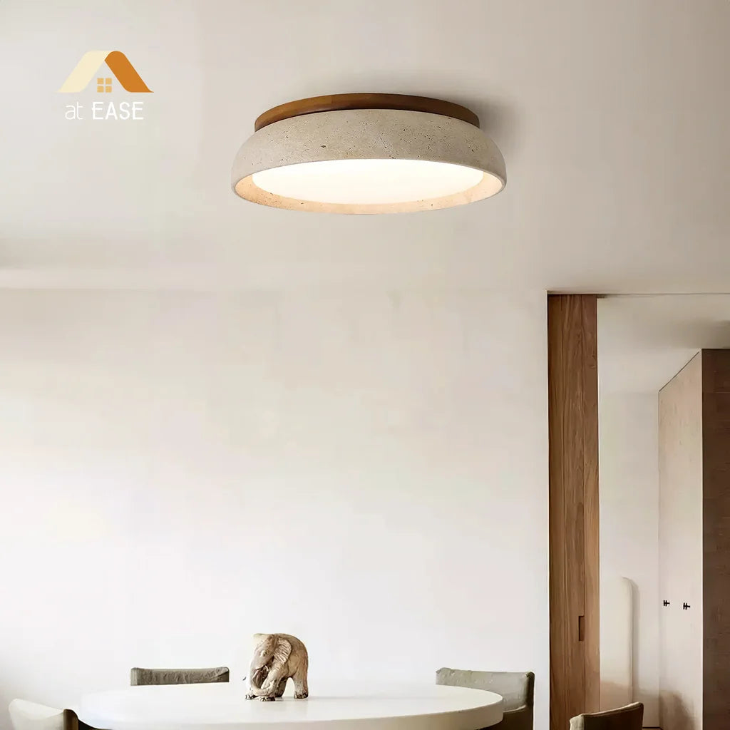 Round Travertine Ceiling Light Fixture – Elegant Flush Mount LED Ceiling Light for Modern and Traditional Spaces 3