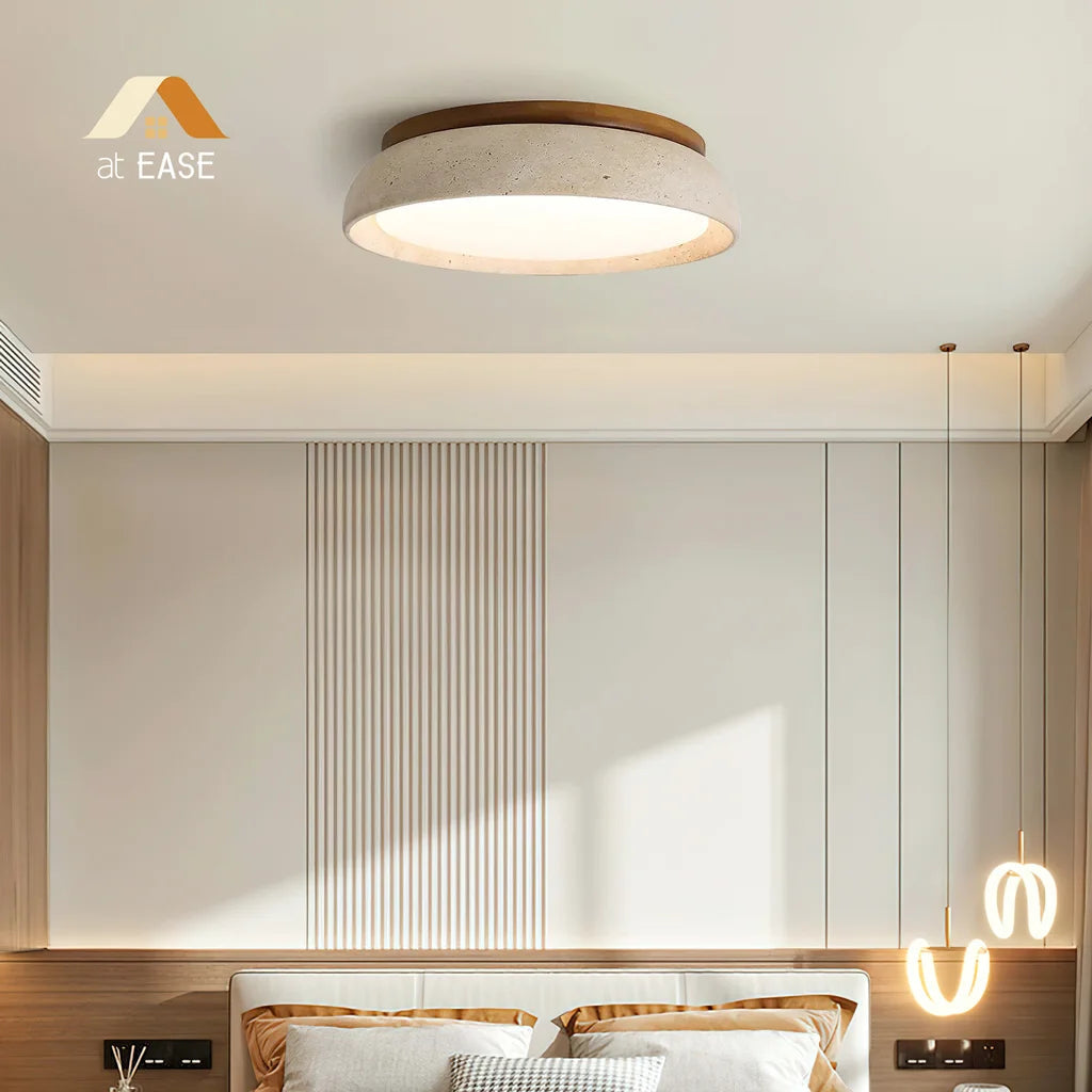 Round Travertine Ceiling Light Fixture – Elegant Flush Mount LED Ceiling Light for Modern and Traditional Spaces 5