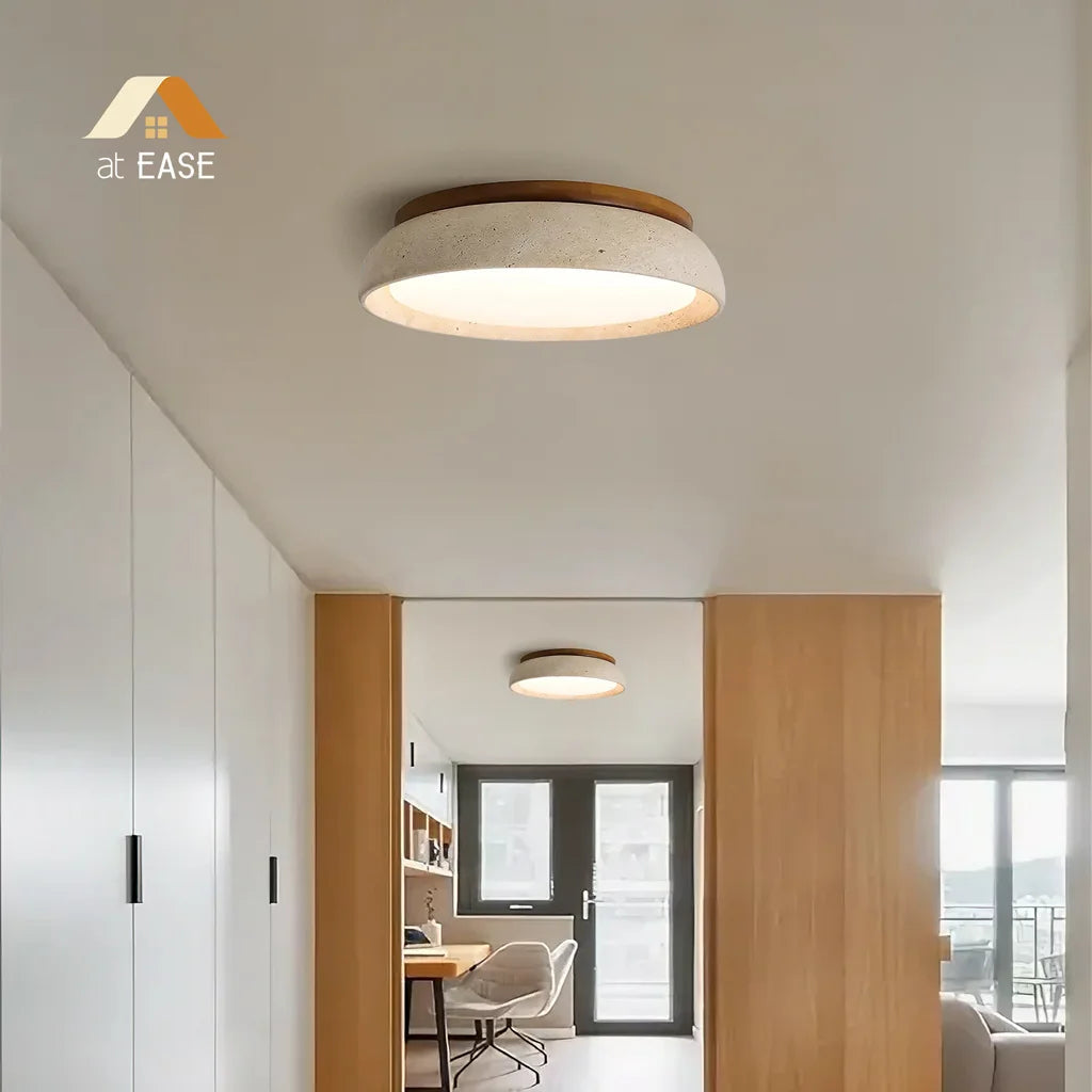 Round Travertine Ceiling Light Fixture – Elegant Flush Mount LED Ceiling Light for Modern and Traditional Spaces 6