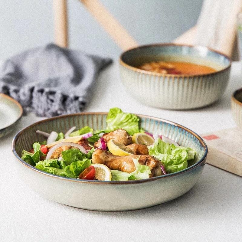 Rustic Ceramic Dinnerware Set – Handcrafted Plates and Bowls with Earthy Designs, Microwave and Dishwasher Safe 4