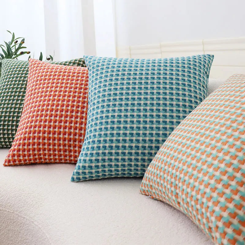 Scandinavian Decorative Cushion Cover in Contrasting Colors β 45cm x 45cm Polyester Accent for Sofa and Living Room