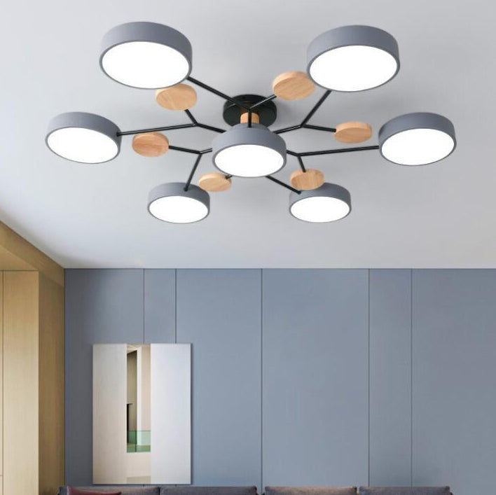 Scandinavian Round LED Flush Mount Ceiling Light Fixture for Living Room – Multiple Sizes and Colors