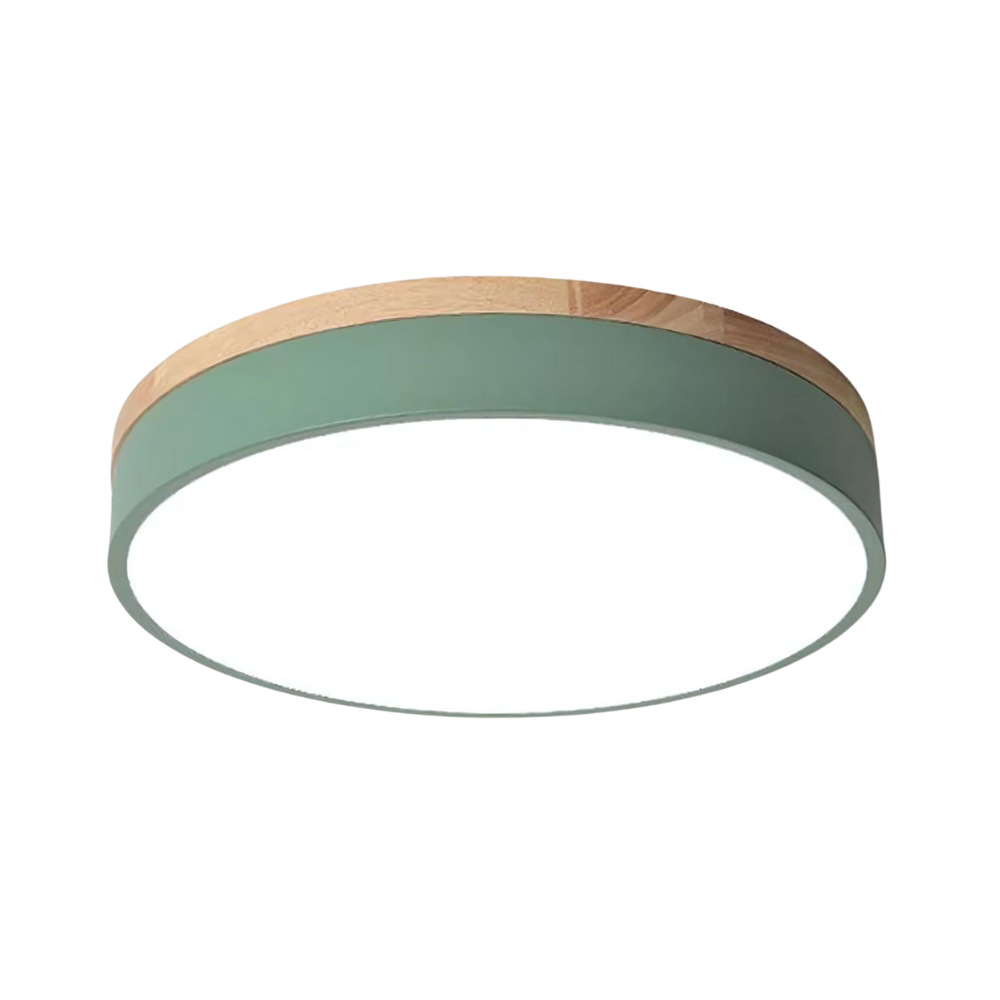 Scandinavian Flush Mount Ceiling Light Fixture with Natural Wood and Metal Accents – Modern Minimalist LED Ceiling Lamp 0