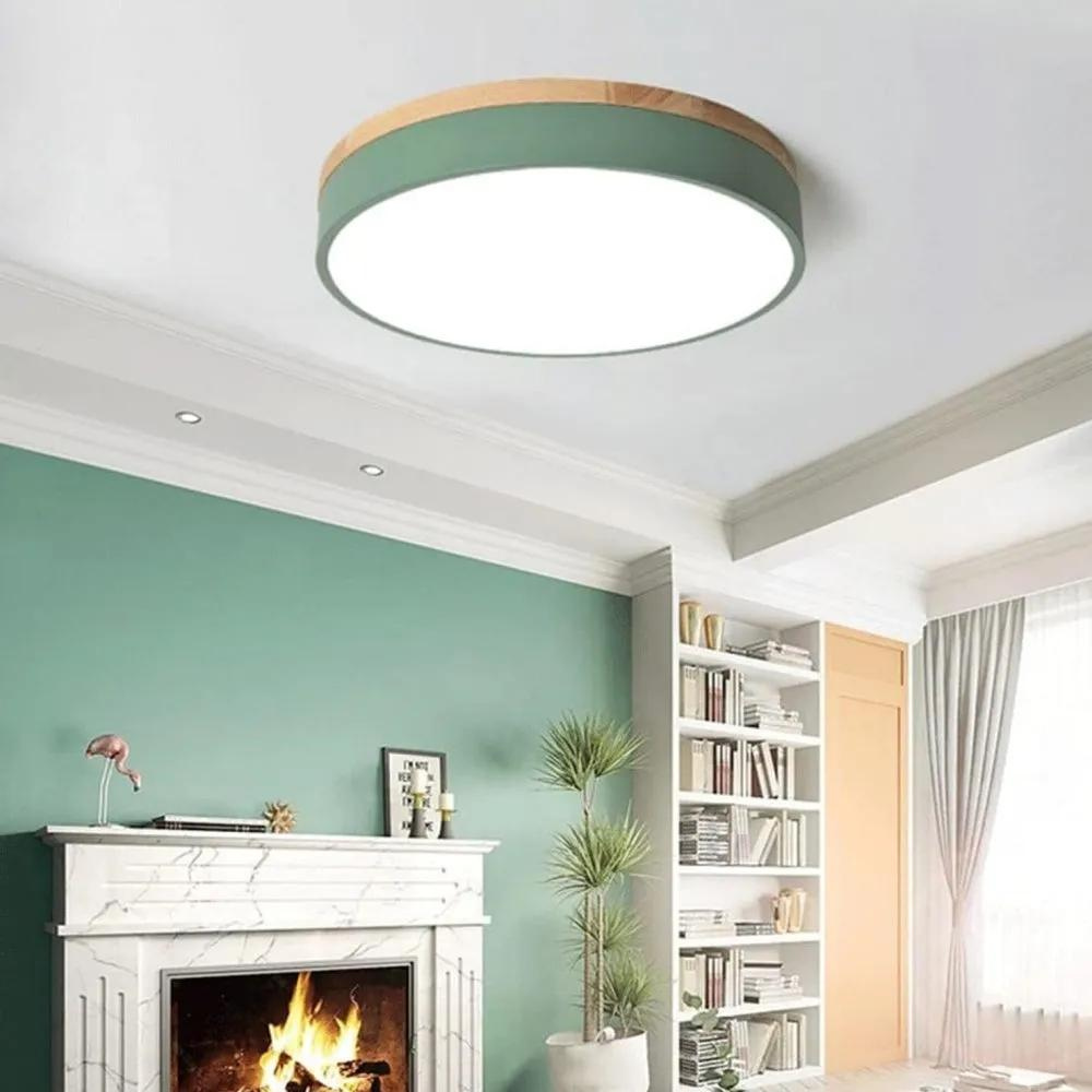 Scandinavian Flush Mount Ceiling Light Fixture with Natural Wood and Metal Accents – Modern Minimalist LED Ceiling Lamp 2