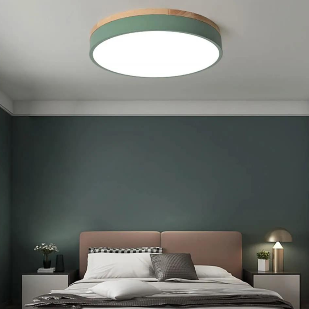 Scandinavian Flush Mount Ceiling Light Fixture with Natural Wood and Metal Accents – Modern Minimalist LED Ceiling Lamp 3