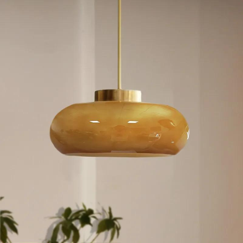 Scandinavian Minimalist Pendant Lamp in Brass and Glass - Modern Hanging Light Fixture for Elegant Spaces 2