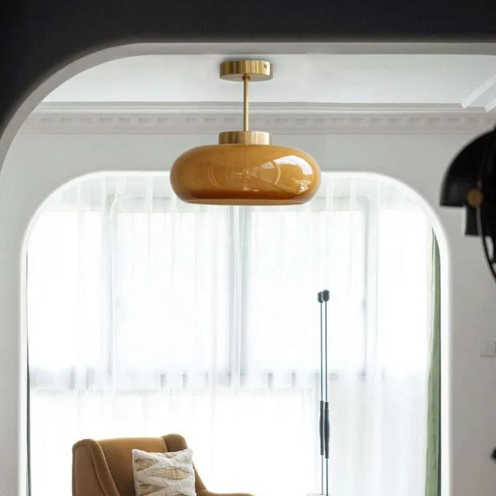 Scandinavian Minimalist Pendant Lamp in Brass and Glass - Modern Hanging Light Fixture for Elegant Spaces 3