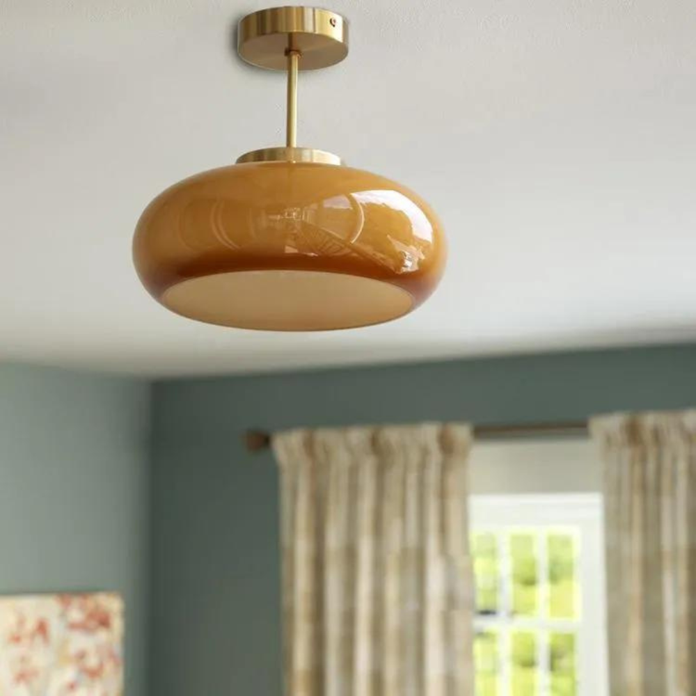 Scandinavian Minimalist Pendant Lamp in Brass and Glass - Modern Hanging Light Fixture for Elegant Spaces 4