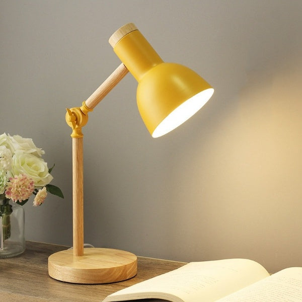Scandinavian Wooden LED Desk Lamp with Adjustable Arm and Touch Control – Modern Minimalist Lighting for Workspaces 0