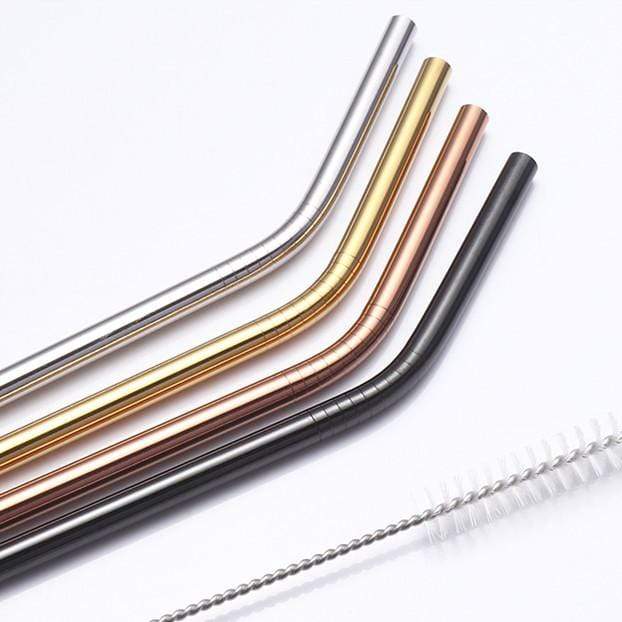 Seoul Straw Set – Matte Metallic Finish, 10-Inch Reusable Stainless Steel Straws in Rose Gold, Gold, Silver, Black – Eco-Friendly and Dishwasher Safe 2