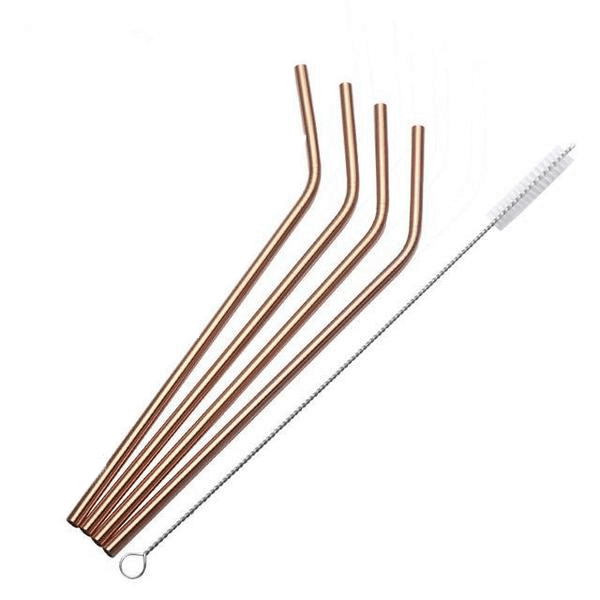 Seoul Straw Set – Matte Metallic Finish, 10-Inch Reusable Stainless Steel Straws in Rose Gold, Gold, Silver, Black – Eco-Friendly and Dishwasher Safe 4