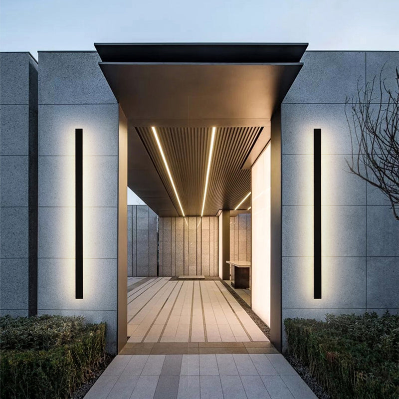 Sleek Black LED Outdoor Wall Lamp β IP65 Waterproof Modern Design for Garden and Corridor Lighting 0