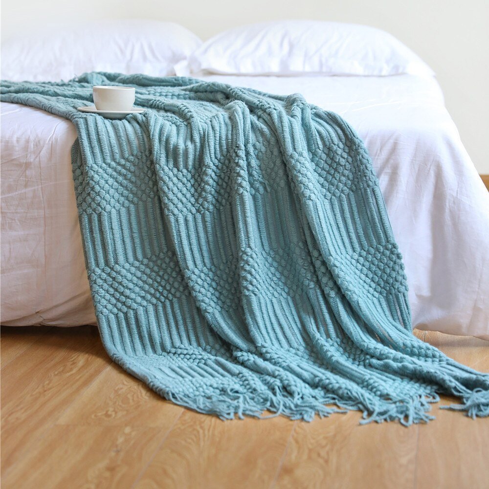 Soft Knitted Throw Blanket, Scandinavian Style Sofa Blanket for Living Room, 130x160 cm, Machine Washable, Cozy Minimalist Design 11