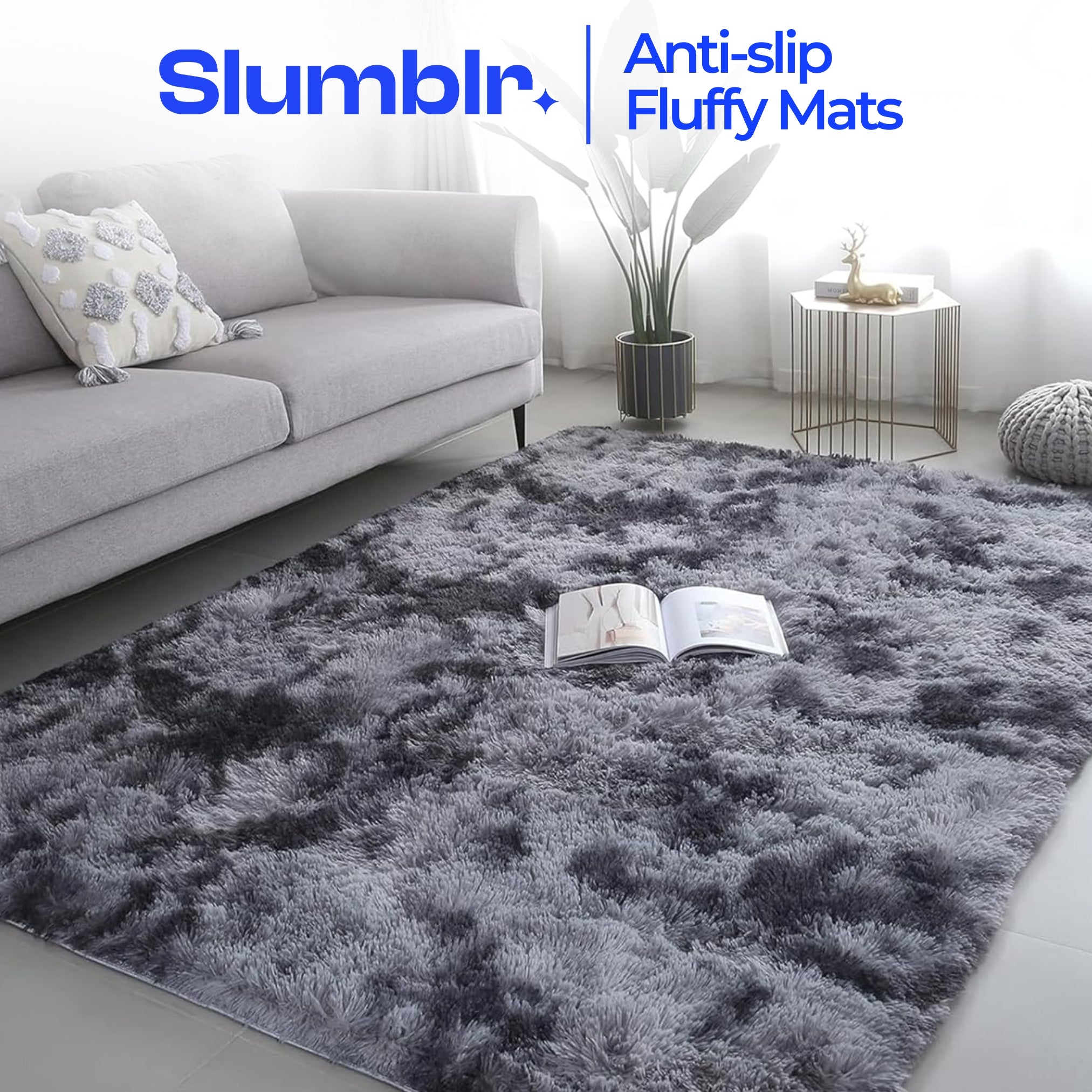 Soft Velvet Tie Dye Area Rug – Plush Gray Living Room Rug with Anti-Slip Backing, Durable Microfiber for Bedroom Use 1