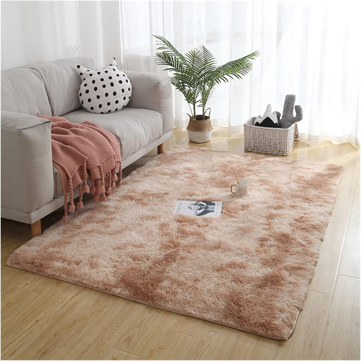 Soft Velvet Tie Dye Area Rug – Plush Gray Living Room Rug with Anti-Slip Backing, Durable Microfiber for Bedroom Use 11
