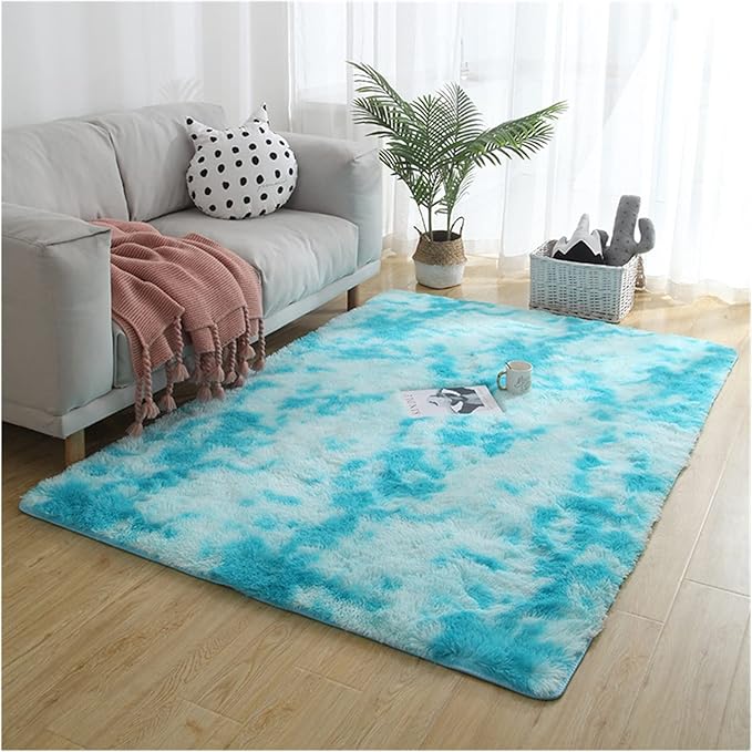 Soft Velvet Tie Dye Area Rug – Plush Gray Living Room Rug with Anti-Slip Backing, Durable Microfiber for Bedroom Use 13