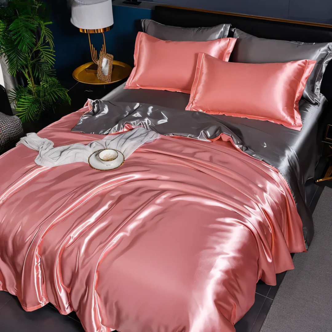 Soft and Breathable Bed Cover Set with Pillowcases β Elegant Silk Look Bedding 10