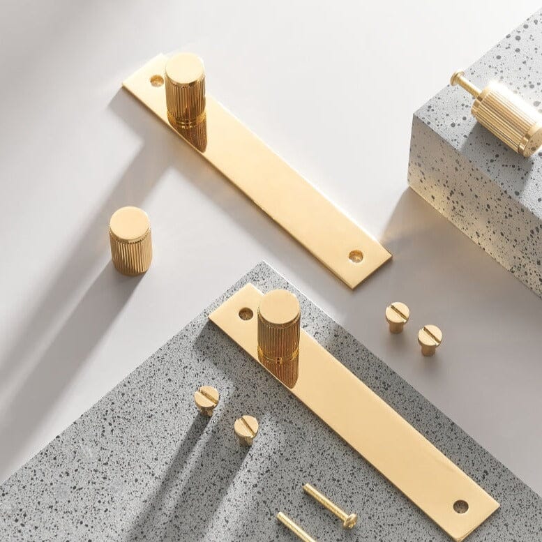 Solid Brass Door Handle with Stripe Pattern β Elegant Kitchen and Internal Door Handle for Modern Interiors