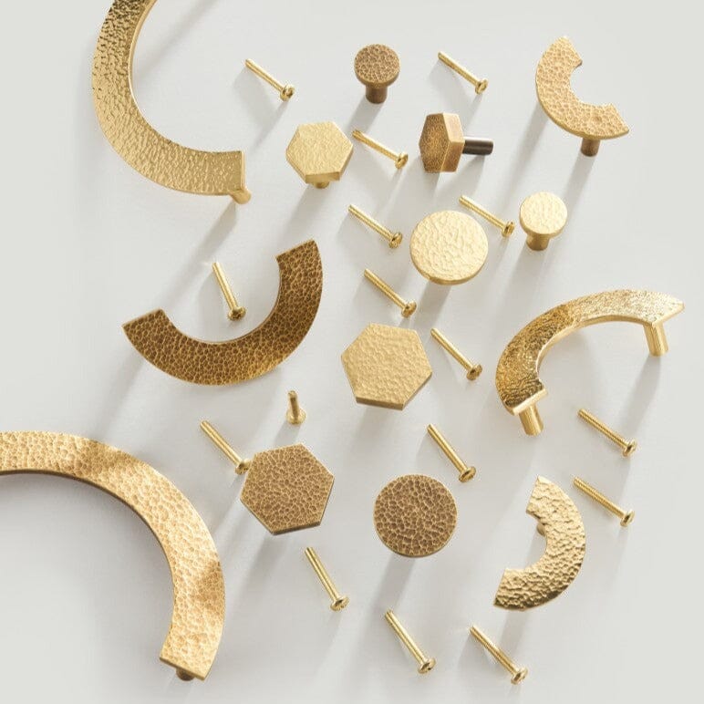 Solid Brass Aztec Pull Handle with Hammered Pattern β Elegant Kitchen Cabinet and Drawer Handle for Modern Interiors 1