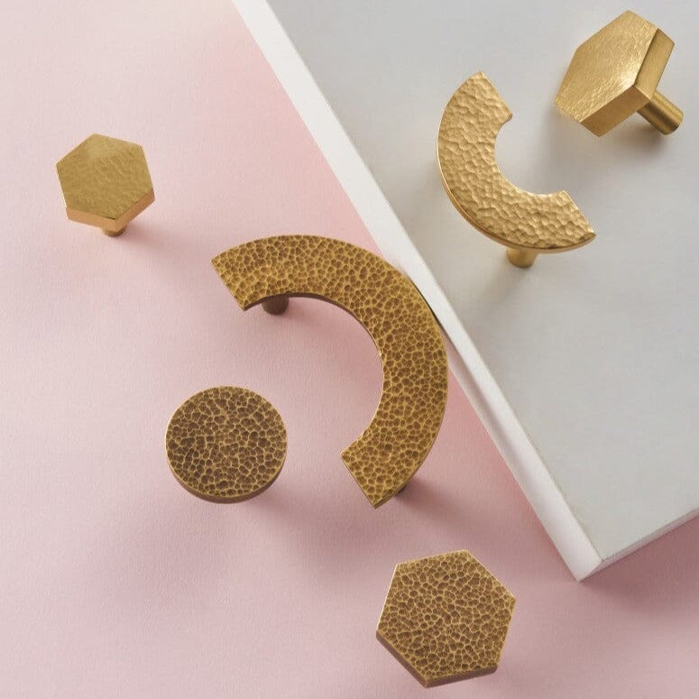 Solid Brass Aztec Pull Handle with Hammered Pattern – Elegant Kitchen Cabinet and Drawer Handle for Modern Interiors 2