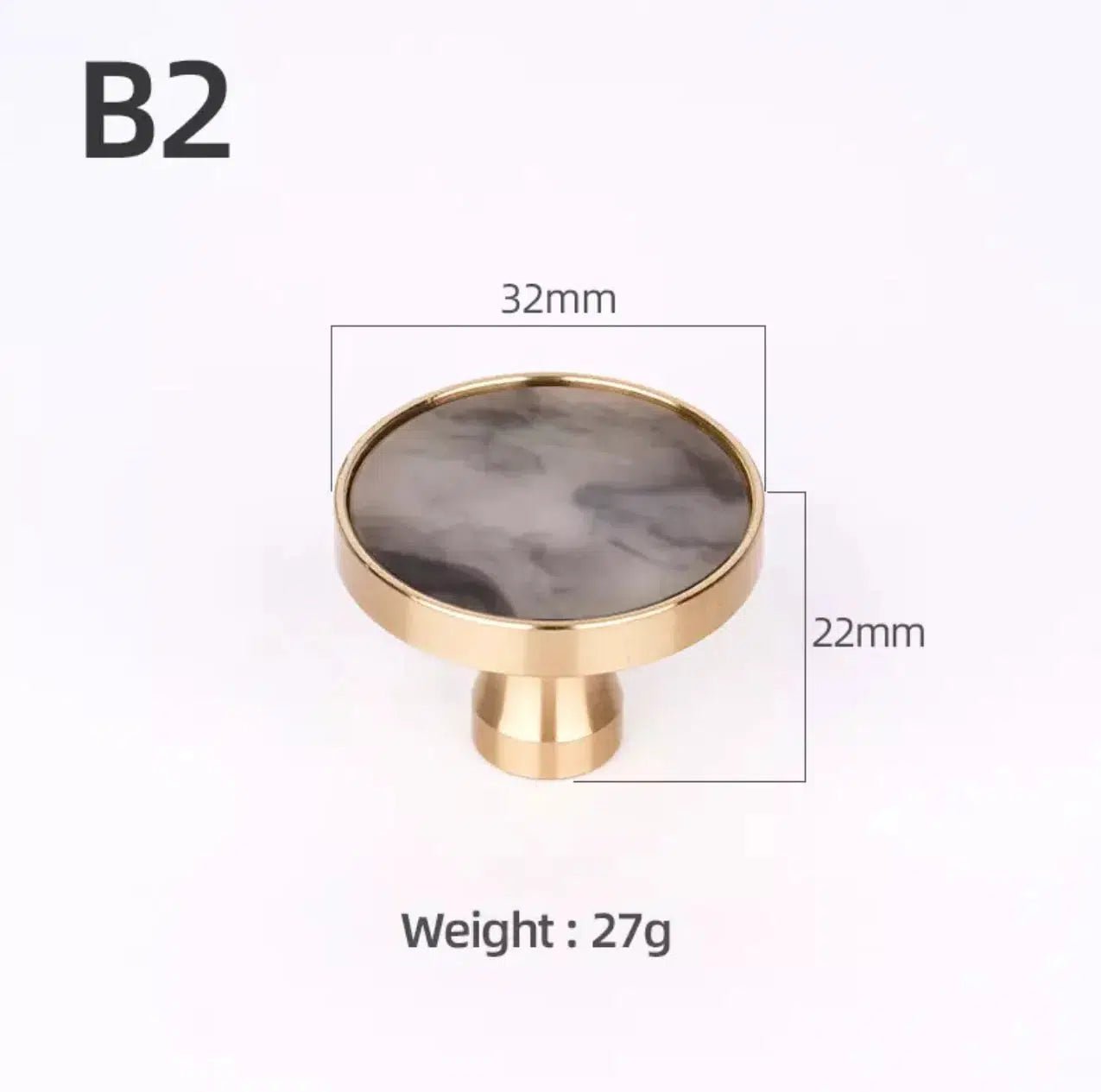 Solid Brass Door Knobs with Marble Effect – Modern Door Handles for Kitchen and Furniture – 9 Elegant Finishes 13